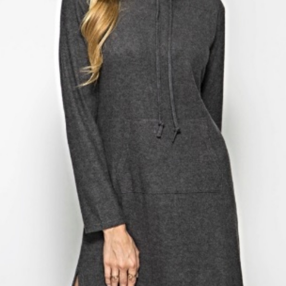She+Sky Sweatshirt Hoodie Dress Gray Large